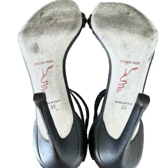 Rene Caovilla Caterina Black Crystal/leather Strappy Sandals Pumps Size 39 $1220 - Picture 8 of 8